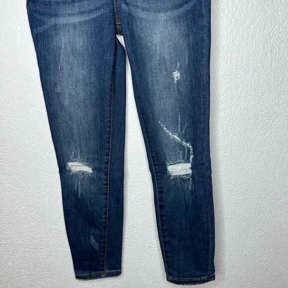 Judy Blue Relax Fit Whiskered Light Distressed Dark Blue Wash Women Jeans Sz 27 - Picture 5 of 11